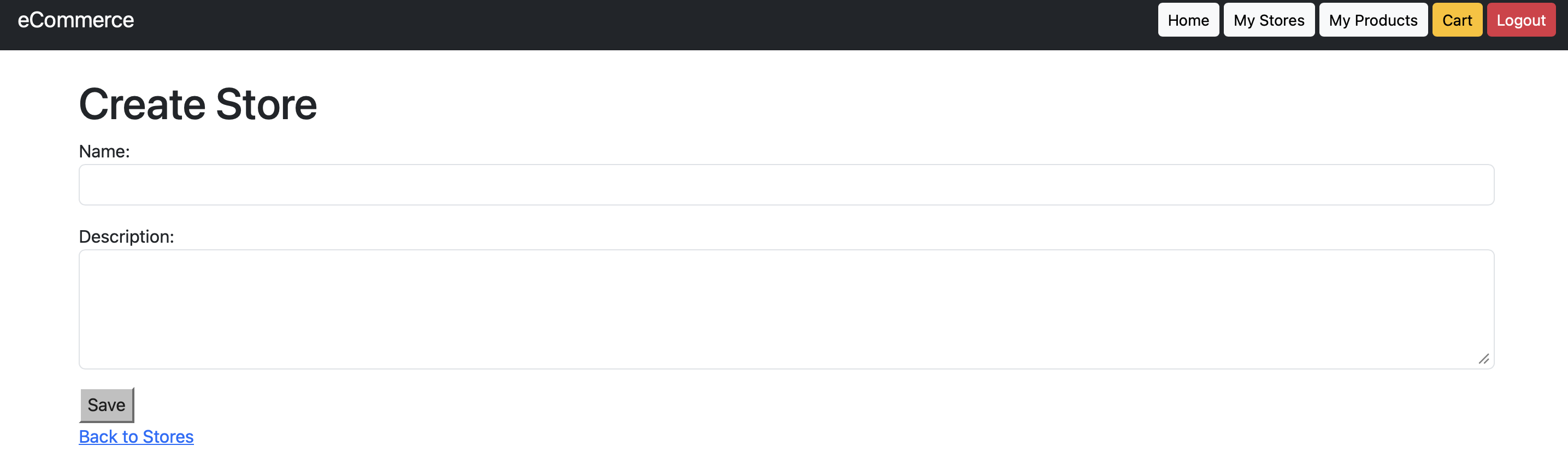 eCommerce shopping interface